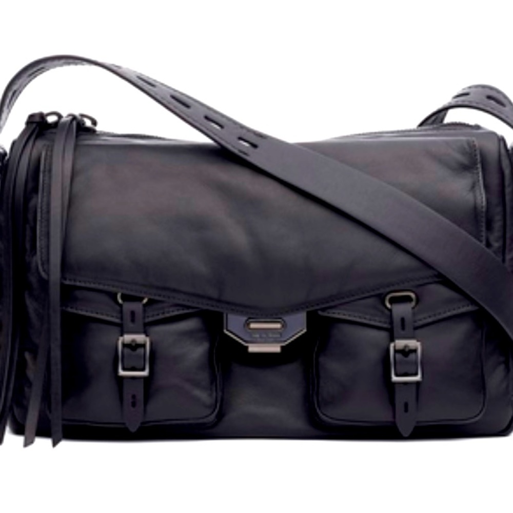 Rag & Bone field messenger leather puffer, black. Sold out everywhere.